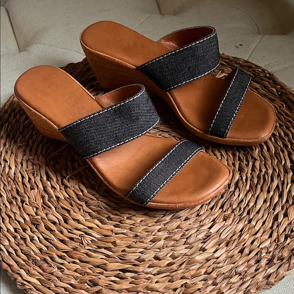 Italian Shoemakers Denim Wedge Sandals Woman’s Size 6.5